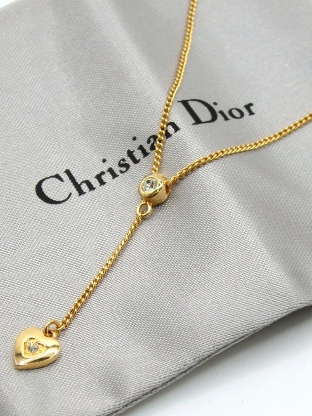 DIOR Gold Heart Pendant Necklace - Gold